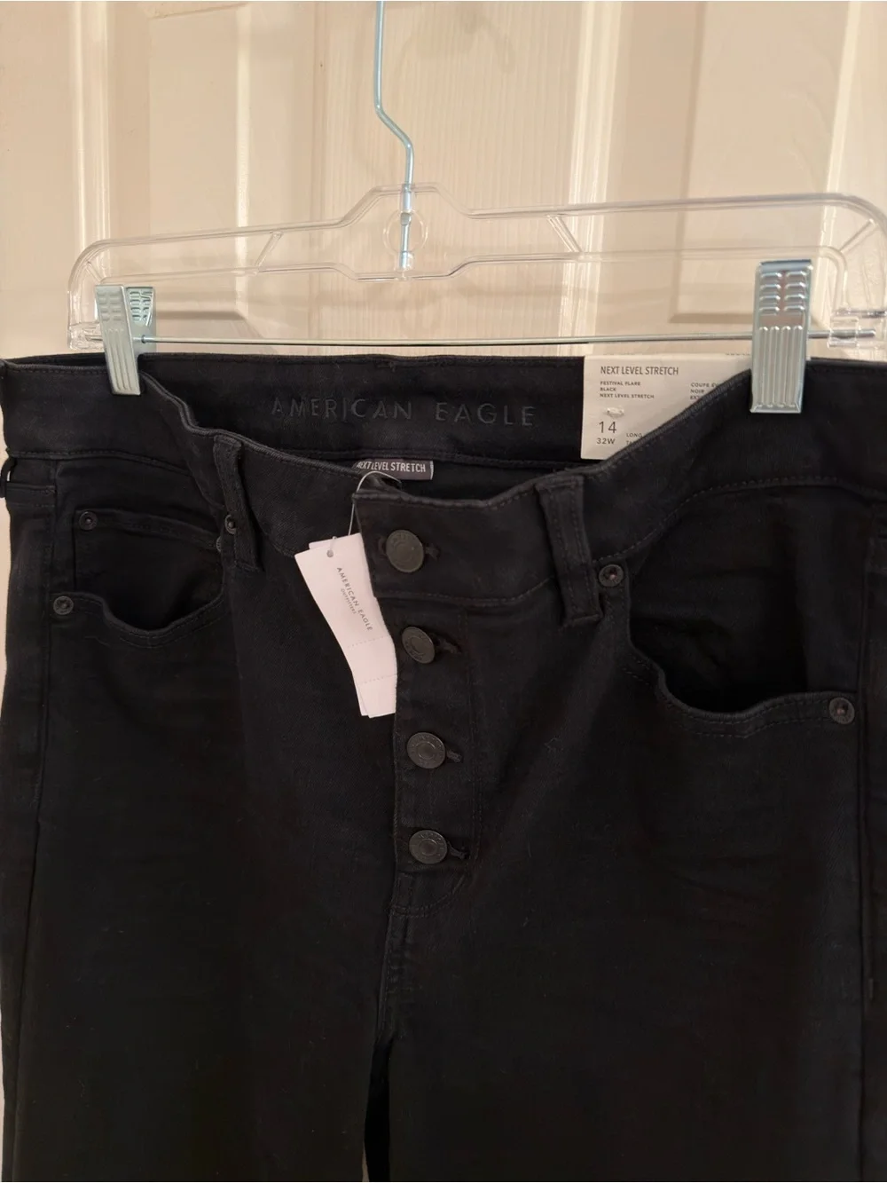 American Eagle Outfitters Black High-Rise Festival Flare Next Level Stretch Jean